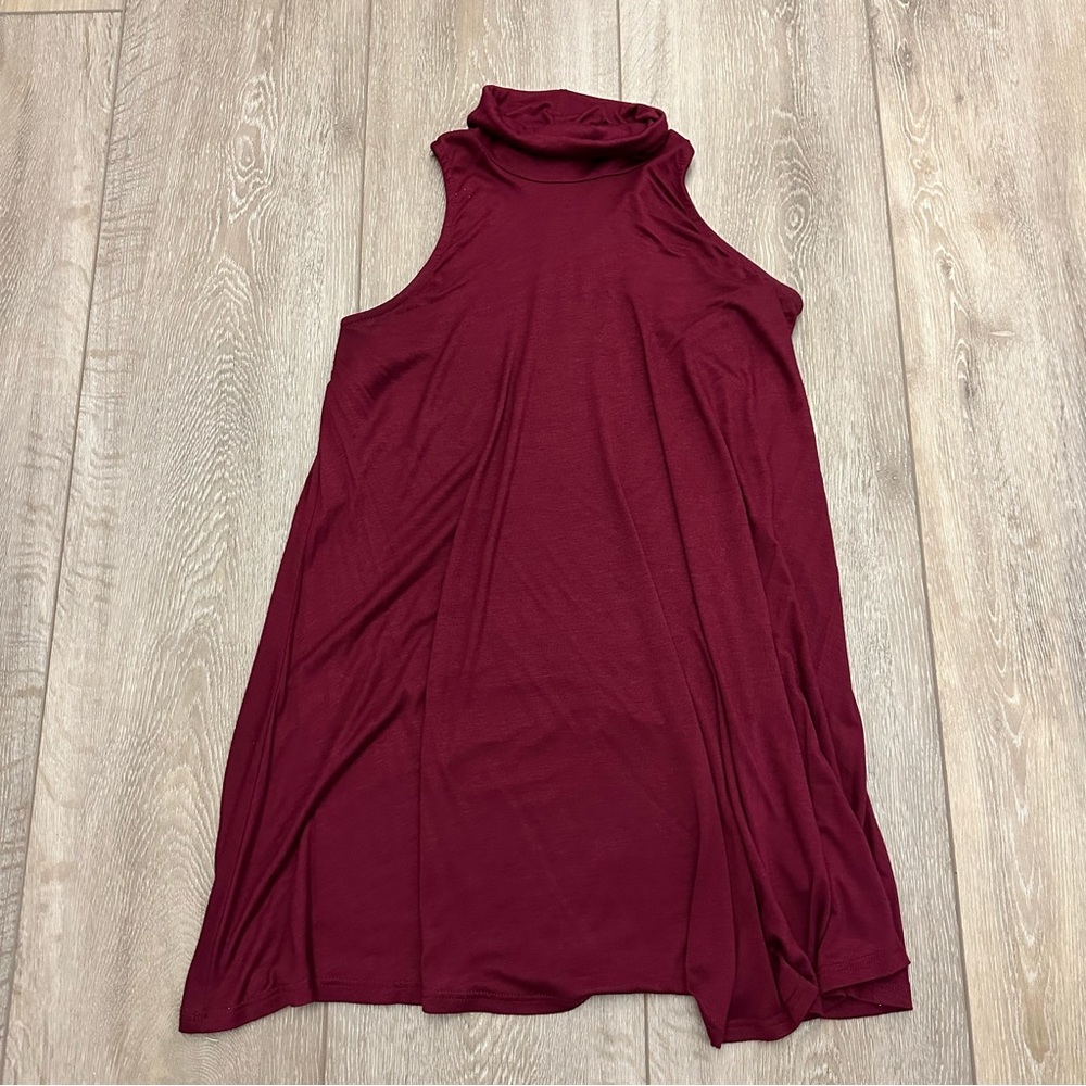 Wine high neck dress